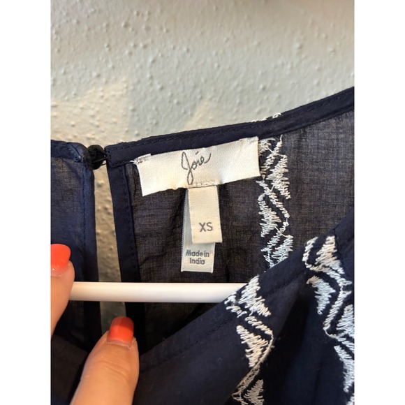 Joie Navy Blue Embroidered Bell Sleeve Top XS - Picture 4 of 5